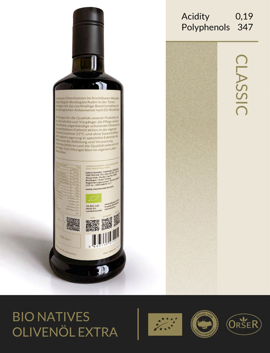 BIO 2025 neue Ernte! CLASSIC FRÜHE ERNTE scharf und bitter SÄUREGEHALT 0,19 POLYPHENOLE 347 - 500ml